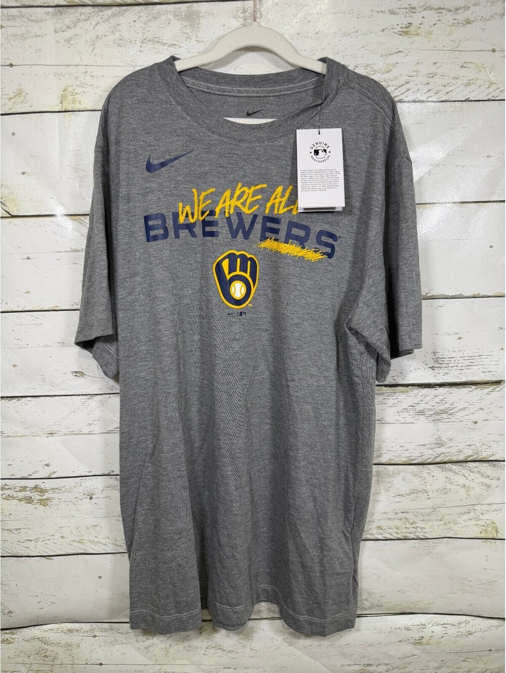 Nike Milwaukee Brewers Baseball Gray T Size Medium Men's NWT